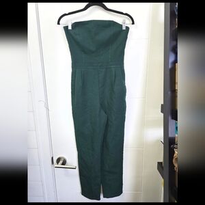 Boohoo Dark Green Strapless Jumpsuit Sz 4 Petite